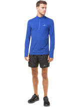 Ronhill Men's Core Thermal 1/2 Zip in Dark Cobalt/Bright White - worn, front
