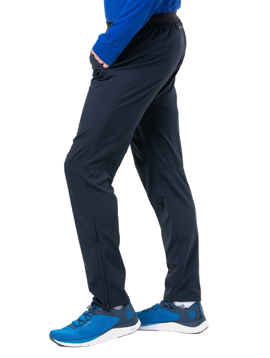 Ronhill Men's Core Trackster Session Pant in Black/Bright White - ankle zips detail