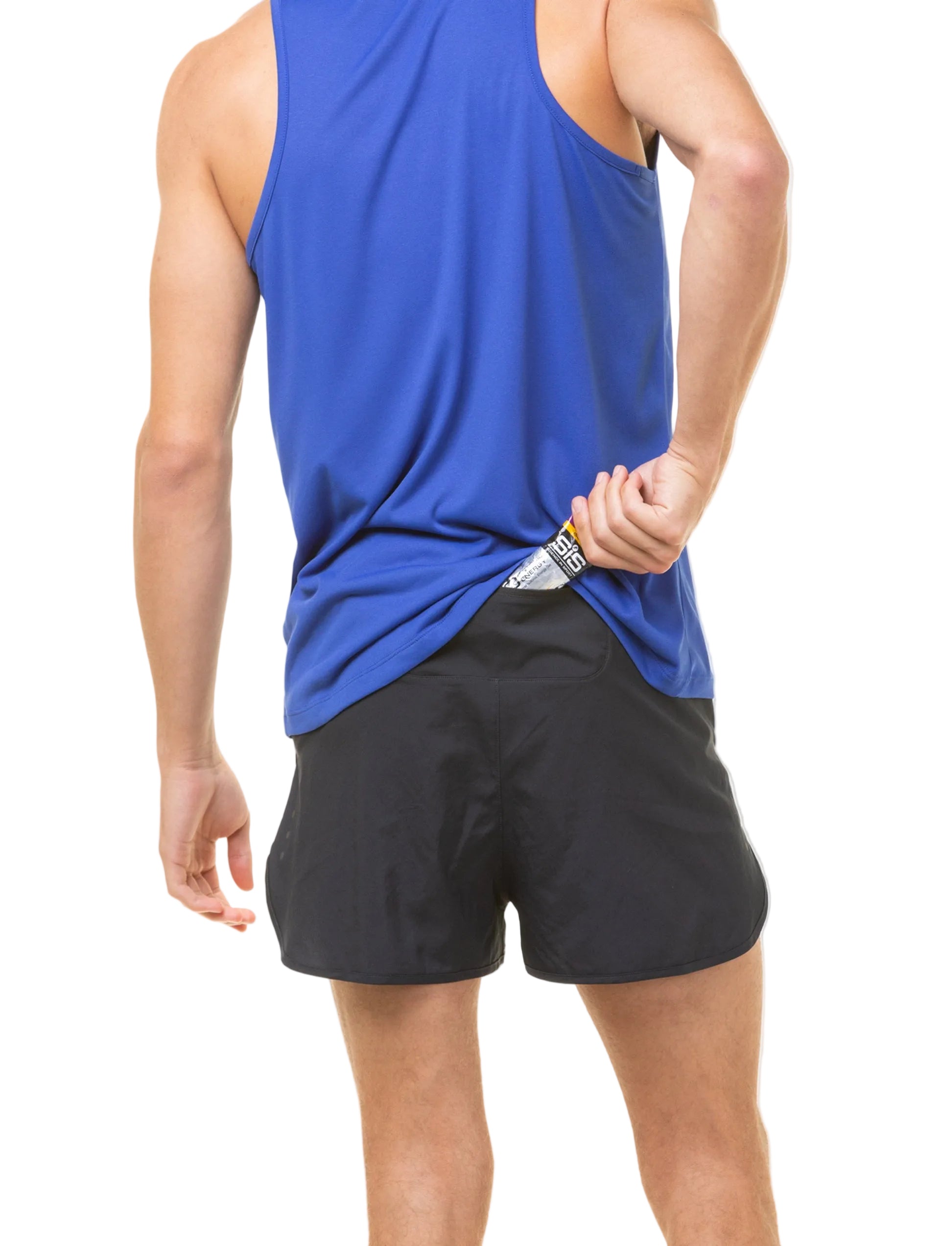 Ronhill Men's Core Vest in Dark Cobalt/Bright White - back pocket detail