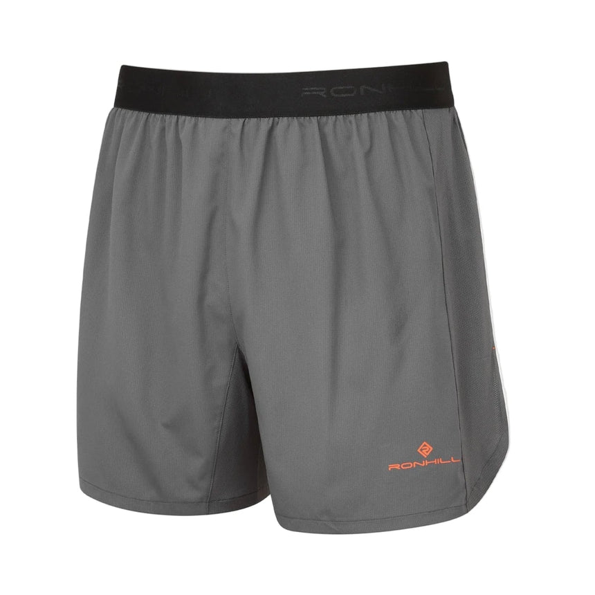 Ronhill Men's Tech 5" Short in Iron/Cardinal Orange - front