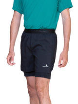 Ronhill Men's Tech 5" Twin Short in All Black - front, fit