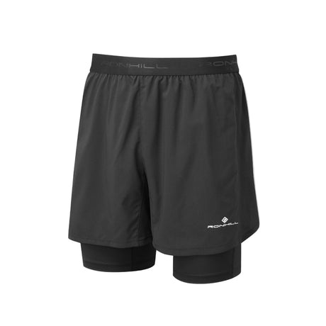 Ronhill Men's Tech 5" Twin Short in All Black - front