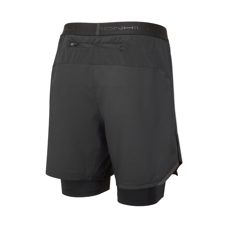 Ronhill Men's Tech 7" Twin Short in All Black - back