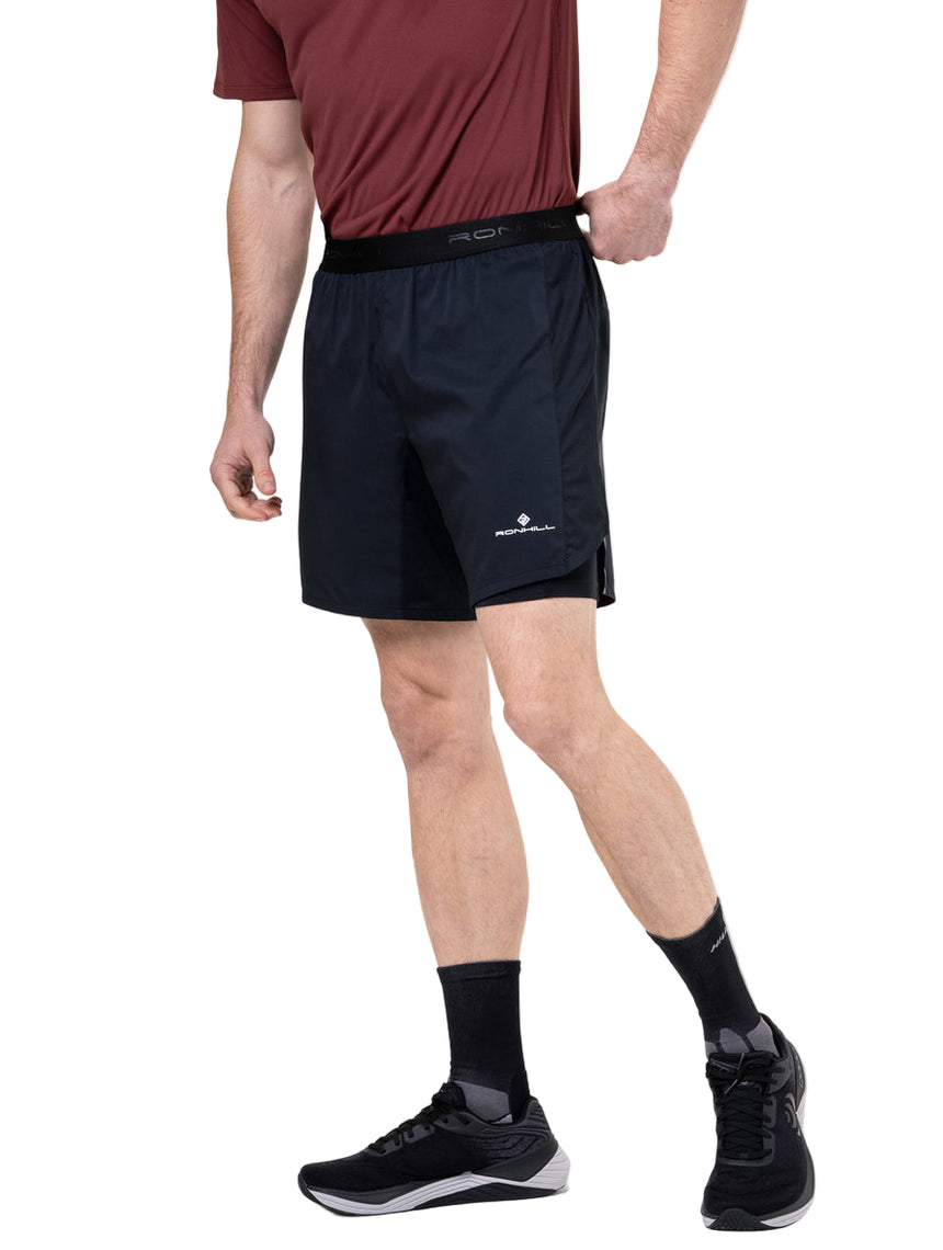 Ronhill Men's Tech 7" Twin Short in All Black - fit