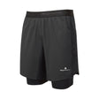 Ronhill Men's Tech 7" Twin Short in All Black - front