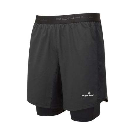 Ronhill Men's Tech 7" Twin Short in All Black - front