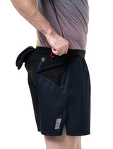 Ronhill Men's Tech All-Terrain 5" Short in All Black - stash pocket detail, alternate angle