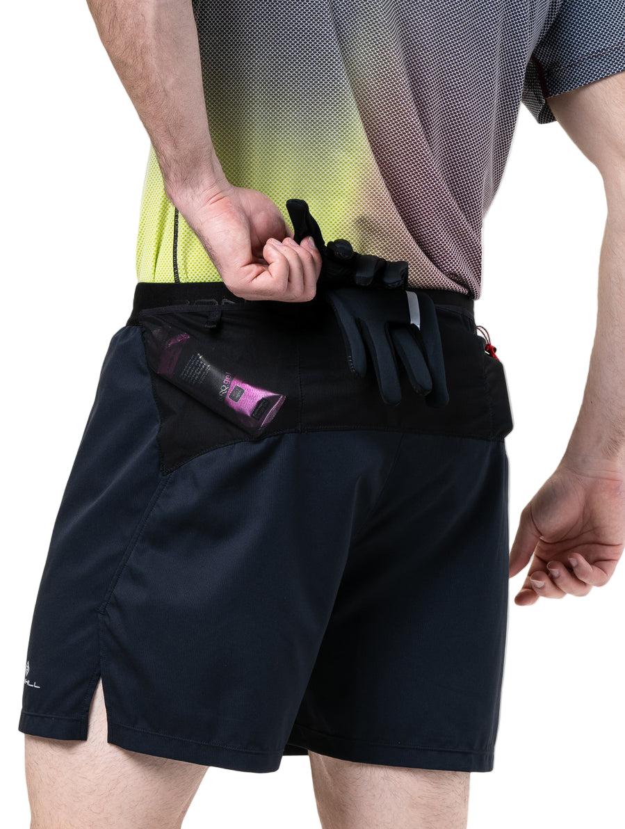 Ronhill Men's Tech All-Terrain 5" Short in All Black - stash pocket detail