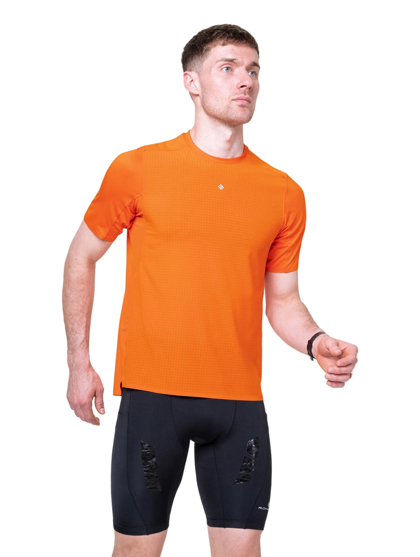 Ronhill Men's Tech All-Terrain S/S Tee in Ronhill Red - detail, 1