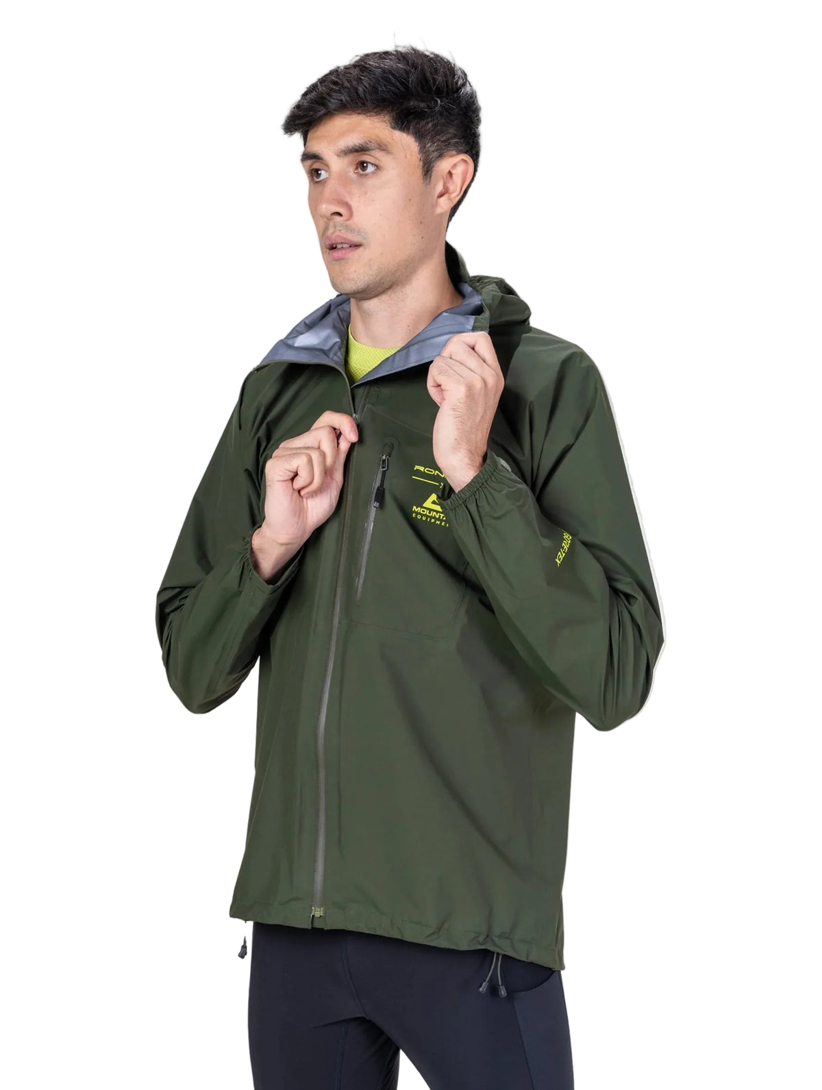 Ronhill Men's Tech GORE-TEX Mercurial Jacket 2 in Kelp/Zest - worn, front