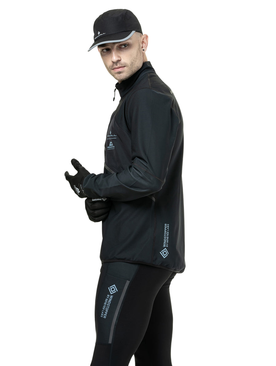 Ronhill Men's Tech GORE-TEX Windstopper Jacket in All Black - side, fit