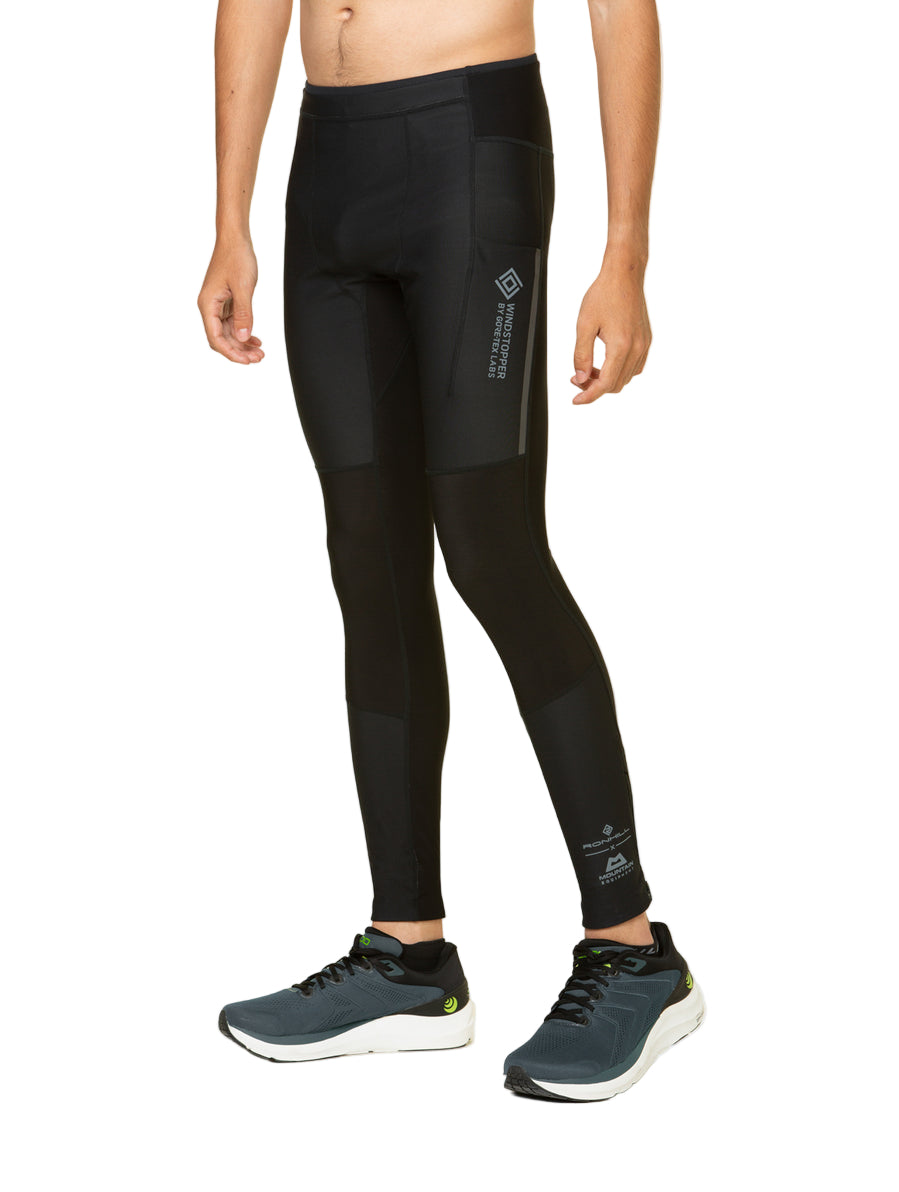 Ronhill Men's Tech GORE-TEX Windstopper Tight in All Black - front, fit
