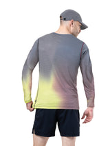 Ronhill Men's Tech Golden Hour L/S Tee in Acid Merge - worn, back