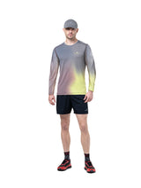 Ronhill Men's Tech Golden Hour L/S Tee in Acid Merge - worn, front
