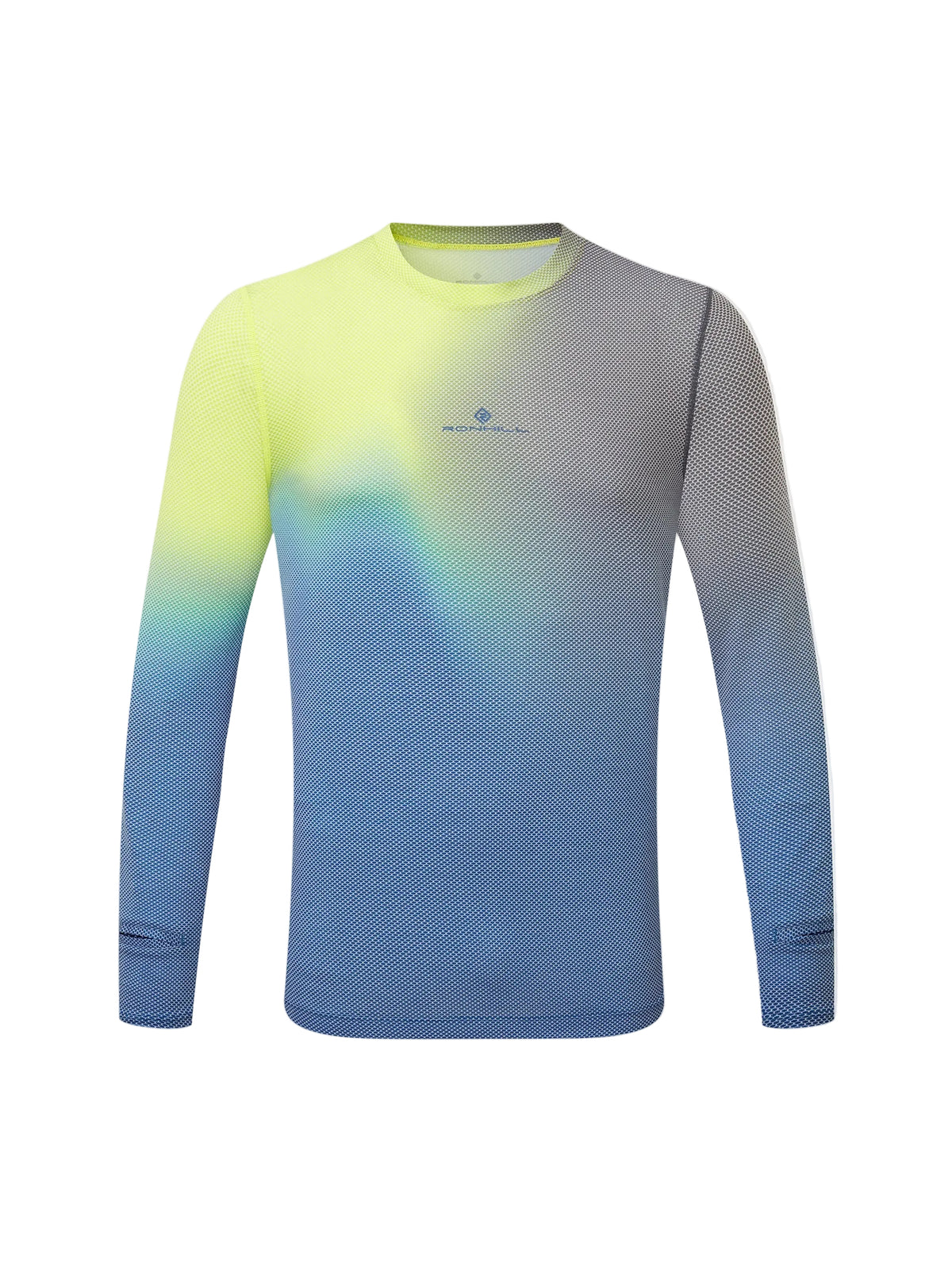 Ronhill Men's Tech Golden Hour L/S Tee in Glacier Merge - front