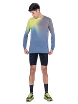 Ronhill Men's Tech Golden Hour L/S Tee in Glacier Merge - worn, front