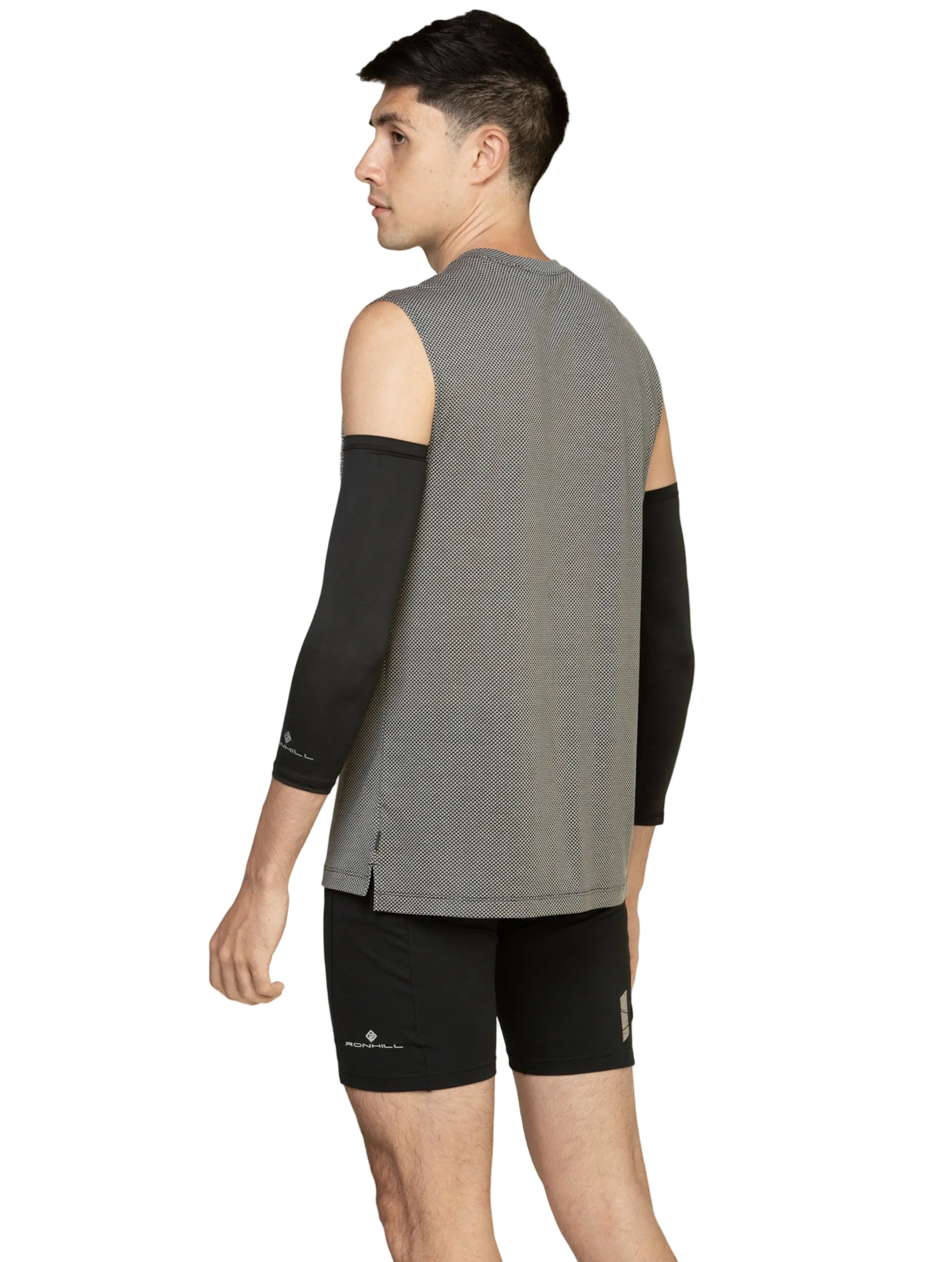 Ronhill Men's Tech Golden Hour Tank in Black Matrix - back, 2