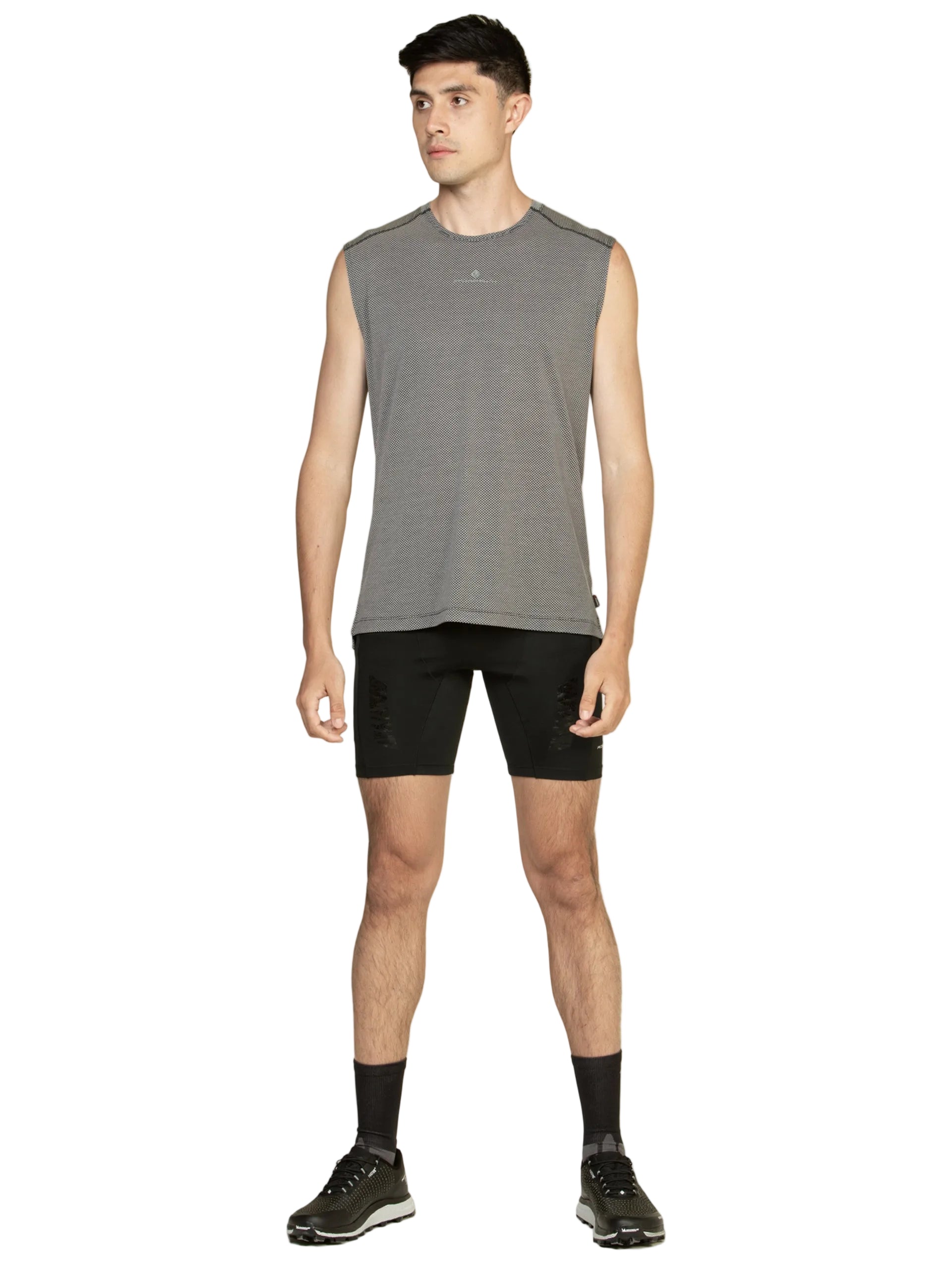 Ronhill Men's Tech Golden Hour Tank in Black Matrix - front