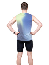 Ronhill Men's Tech Golden Hour Tank in Fluo Green Merge - detail, 3