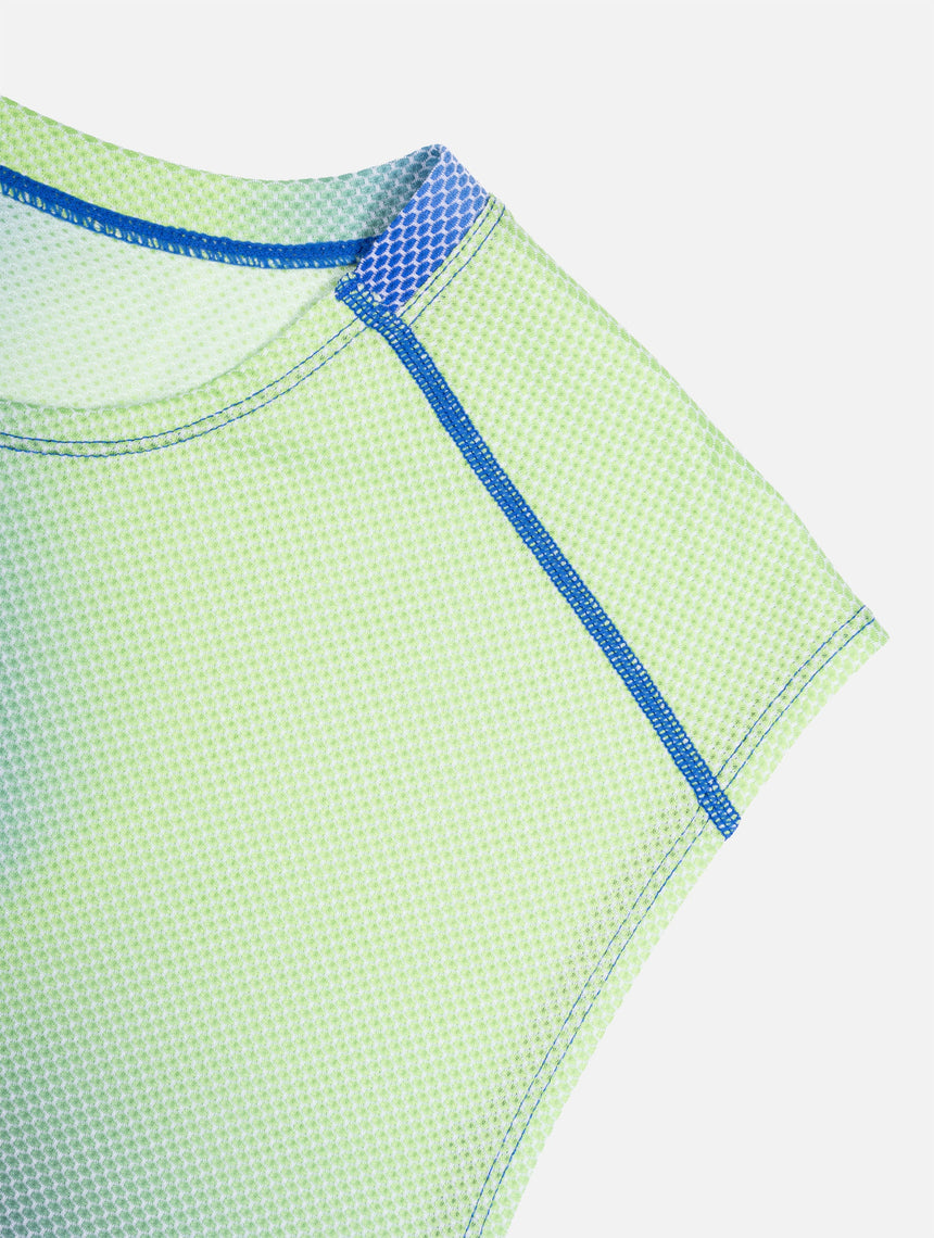 Ronhill Men's Tech Golden Hour Tank in Fluo Green Merge - detail, 8