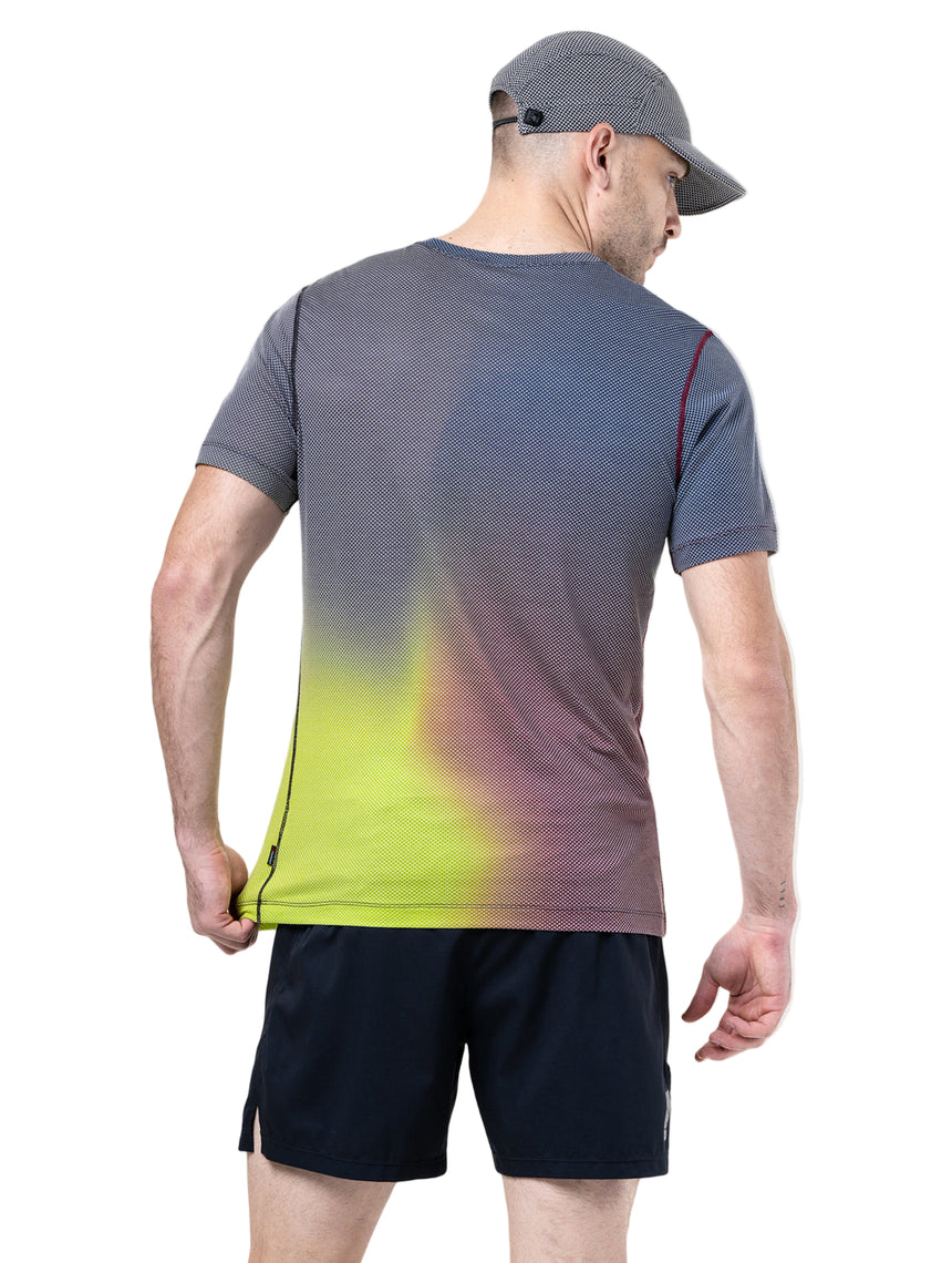 Ronhill Men's Tech Golden Hour Tee in Acid Merge - back, fit