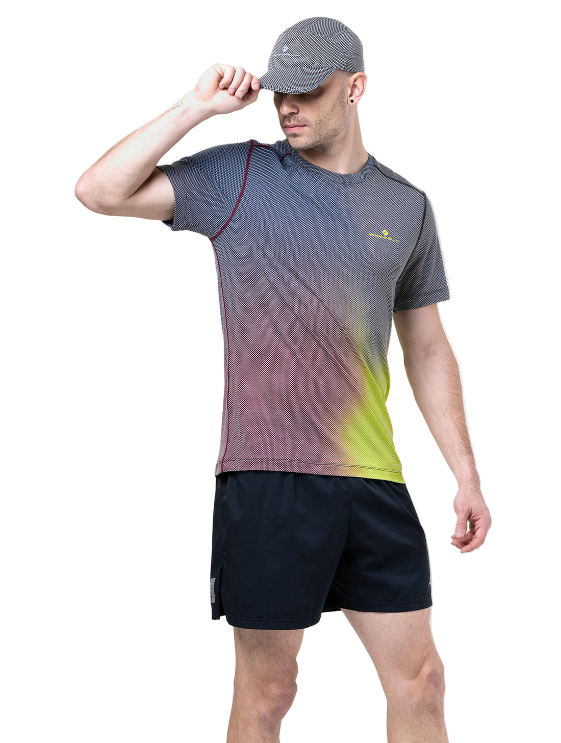 Ronhill Men's Tech Golden Hour Tee in Acid Merge - front, fit