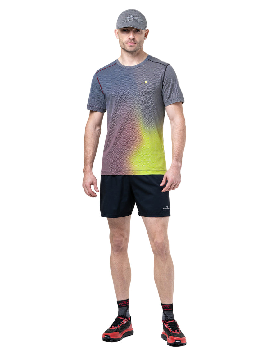 Ronhill Men's Tech Golden Hour Tee in Acid Merge - worn, front