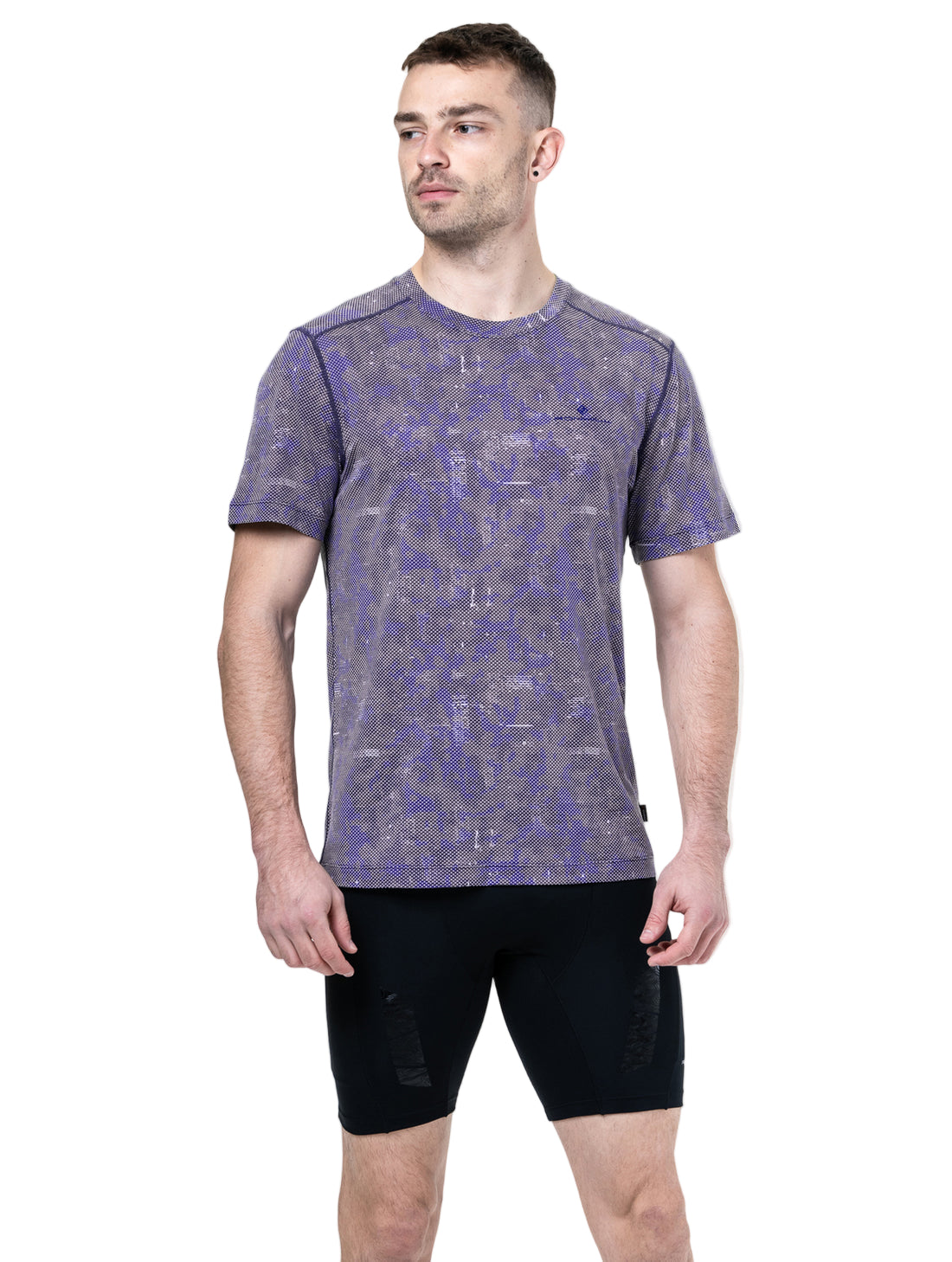 Ronhill Men's Tech Golden Hour Tee in Ocean Pixel - front, fit