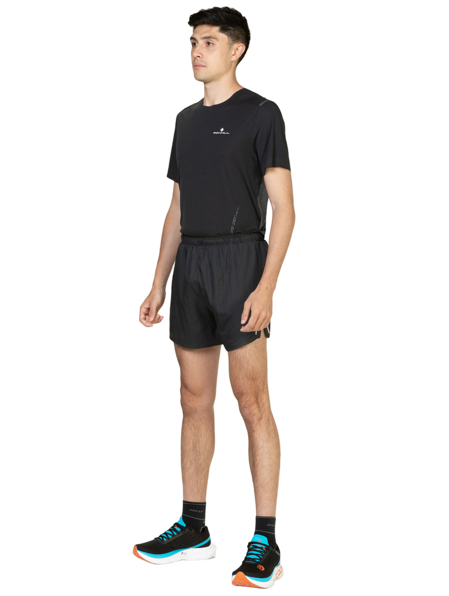 Ronhill Men's Tech Race 5" Short in All Black - worn, front