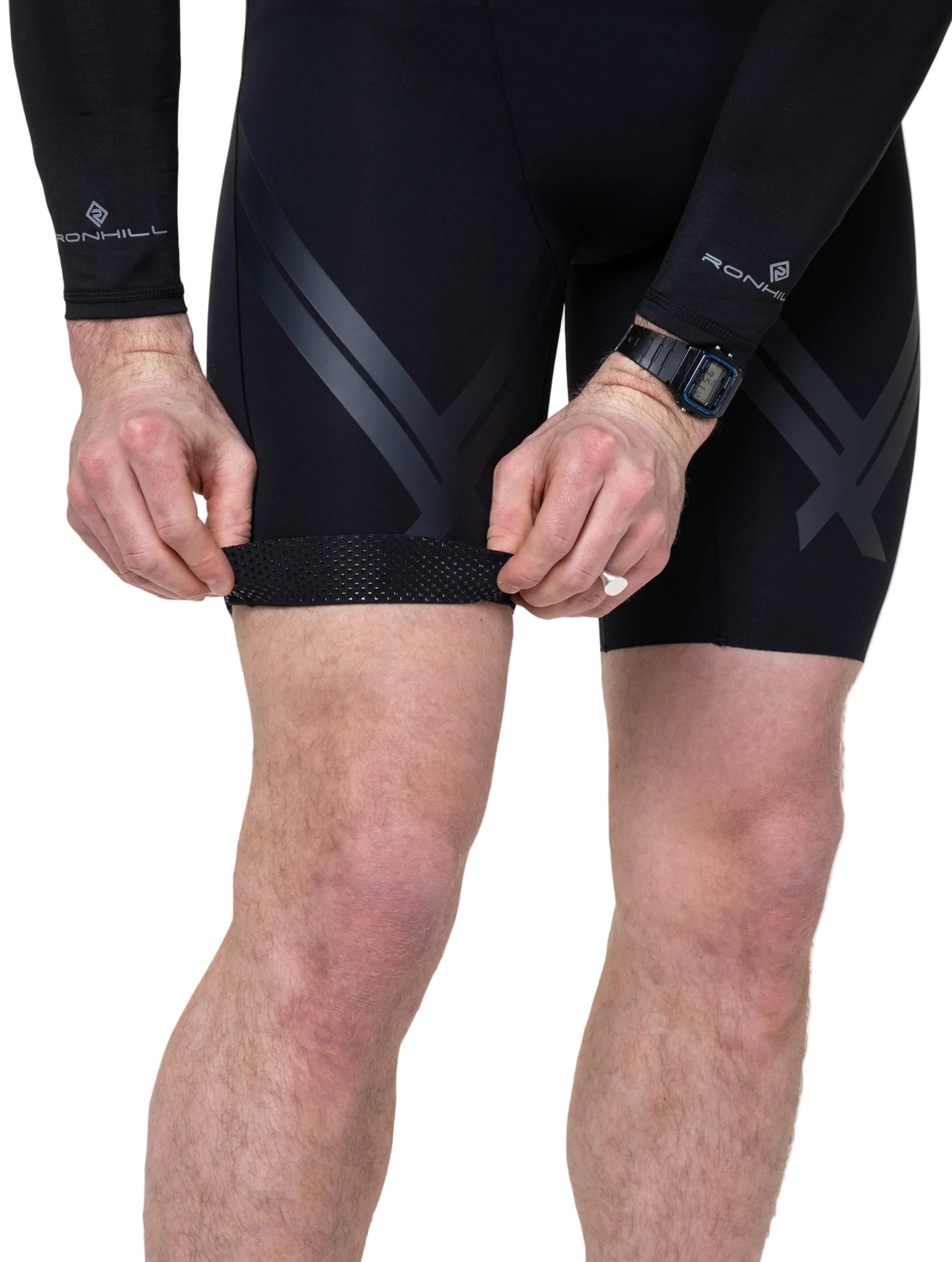 Ronhill Men's Tech Race Half Tight in All Black - detail, 6