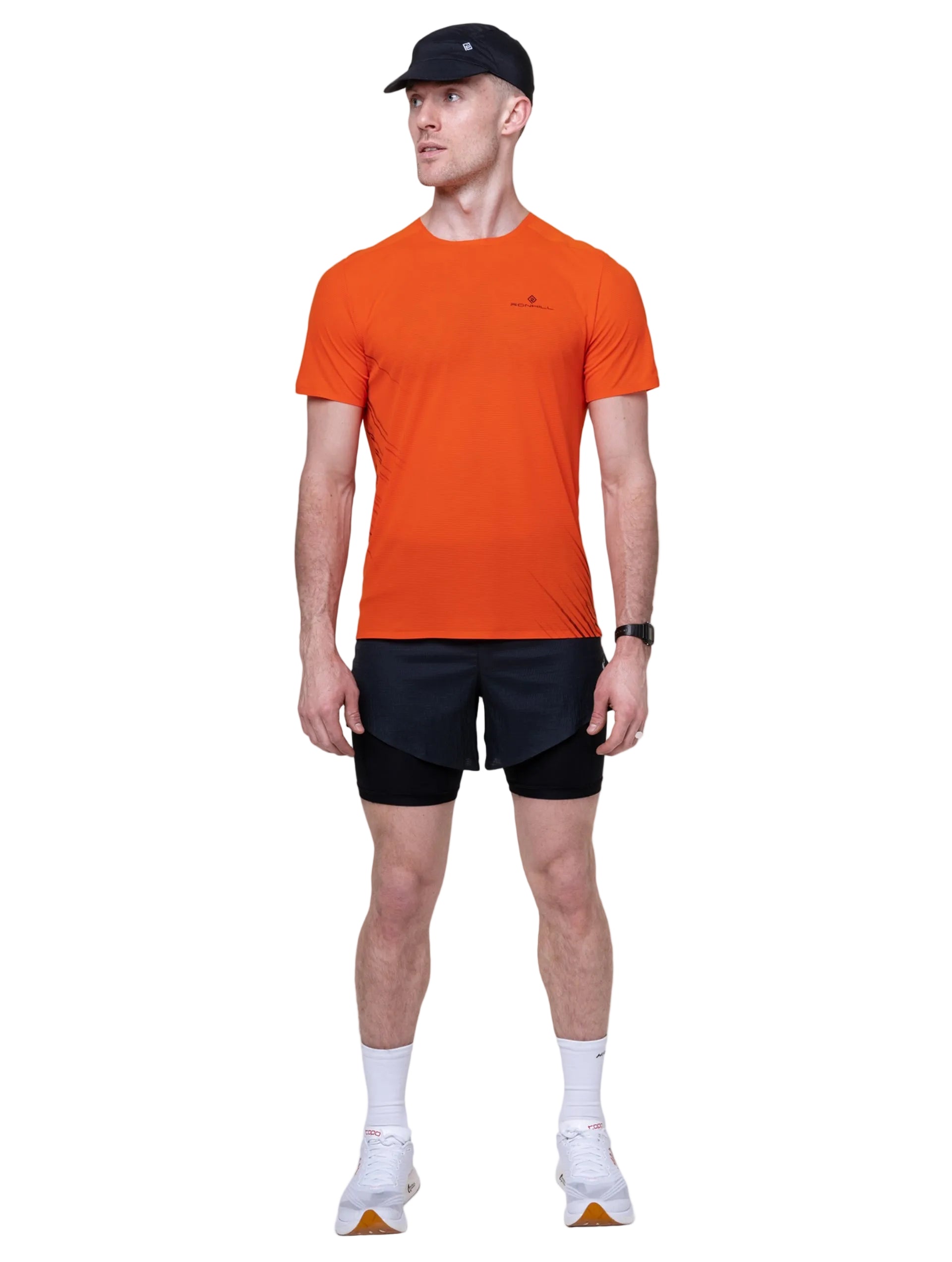 Ronhill Men's Tech Race S/S Tee in Ronhill Red/Black - detail, 4