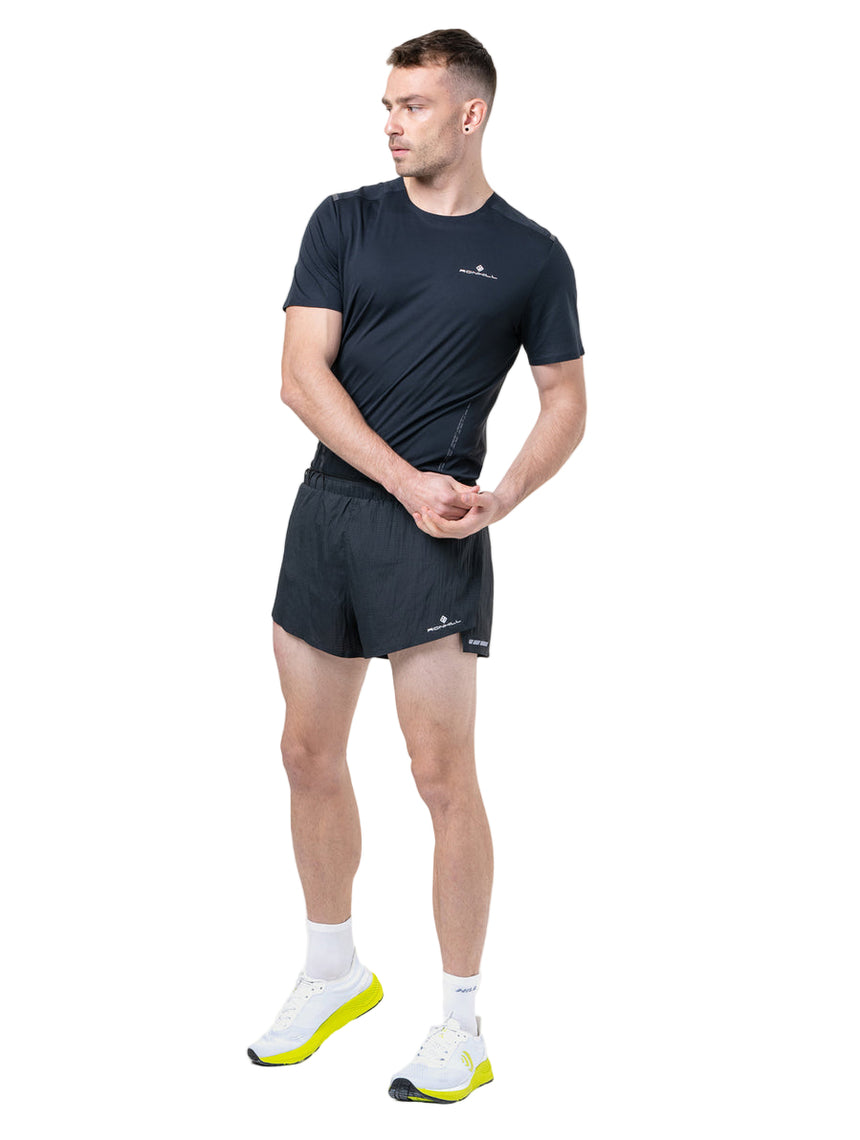 Ronhill Men's Tech Race Short in All Black - front, fit