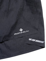 Ronhill Men's Tech Race Short in All Black - side split detail, 2