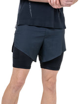 Ronhill Men's Tech Race Twin Short in All Black - front, fit