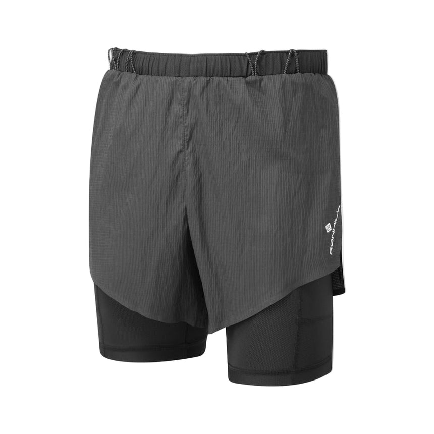 Ronhill Men's Tech Race Twin Short in All Black - front