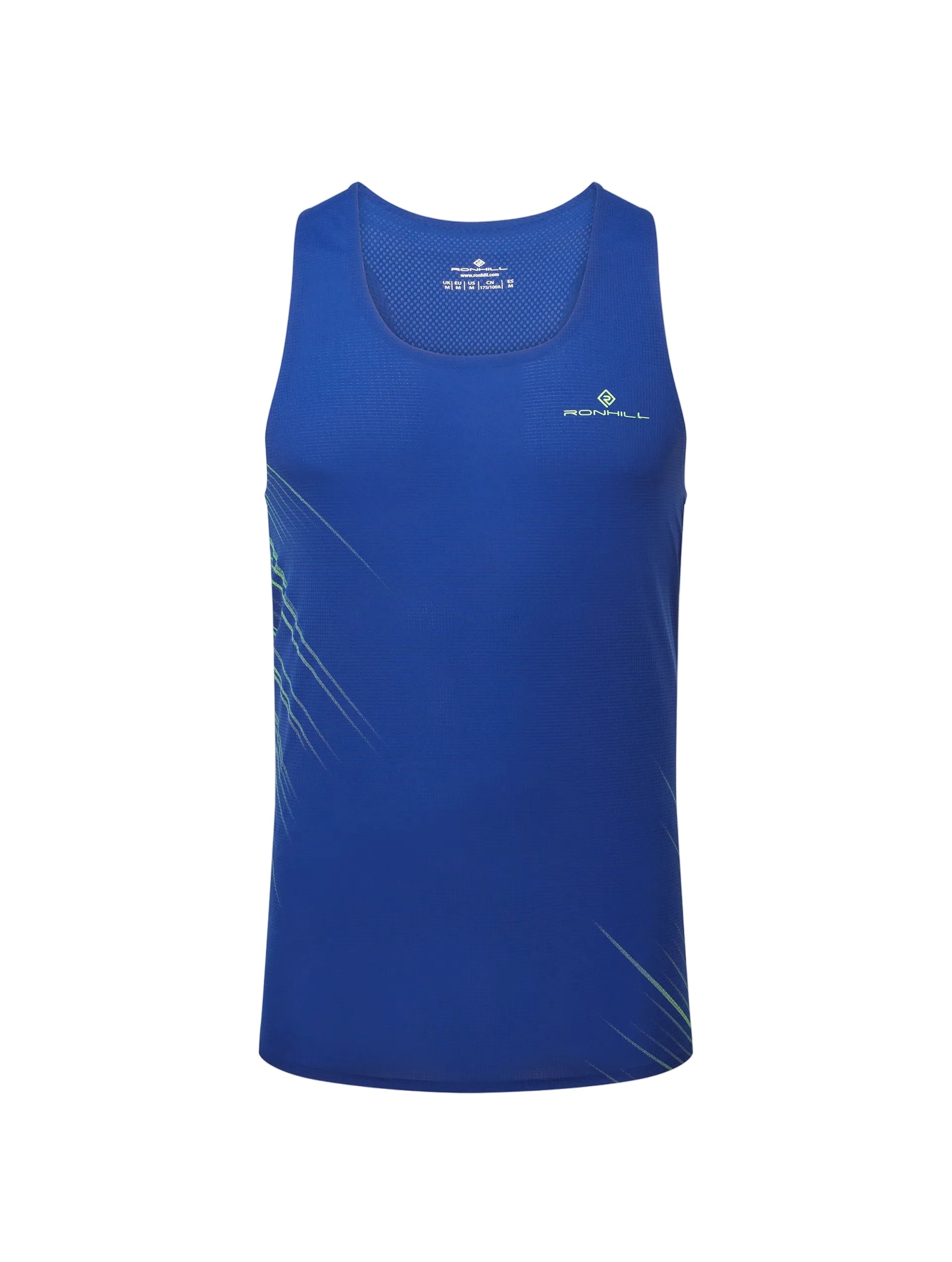 Ronhill Men's Tech Race Vest in Dark Cobalt/Fluo Green - front