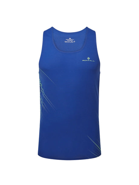 Ronhill Men's Tech Race Vest in Dark Cobalt/Fluo Green - front