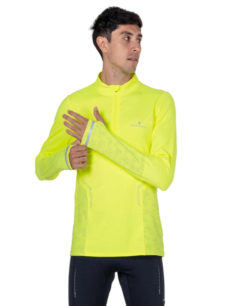 Ronhill Men's Tech Reflect 1/2 Zip in Fluo Zest/Reflect - Lifestyle Front