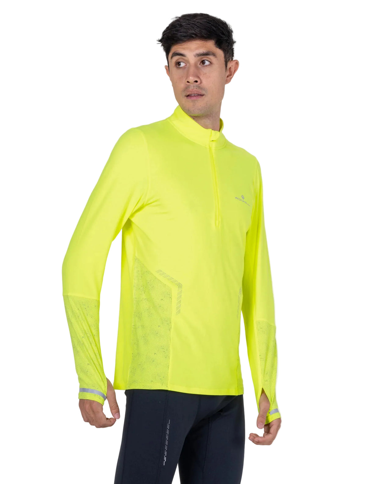 Ronhill Men's Tech Reflect 1/2 Zip in Fluo Zest/Reflect - Studio Back Angle