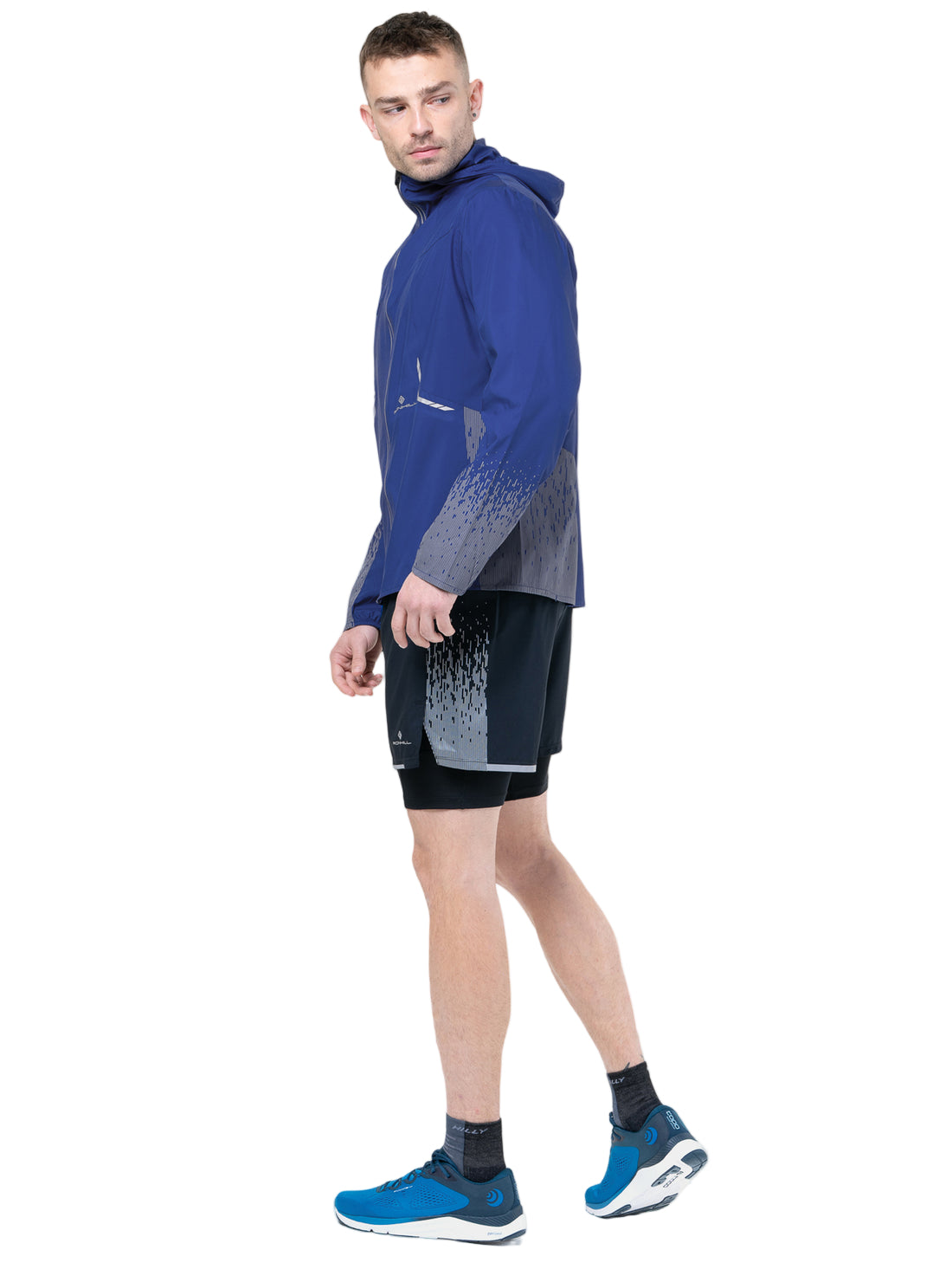 Ronhill Men's Tech Reflect Jacket in Ocean/Reflect - worn, side