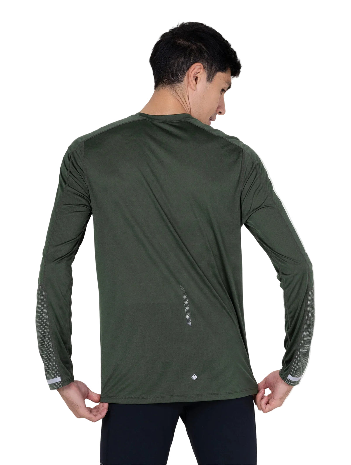 Ronhill Men's Tech Reflect L/S Tee in Kelp/Reflect - Studio Back Standing
