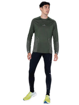 Ronhill Men's Tech Reflect L/S Tee in Kelp/Reflect - Studio Front Standing Plain