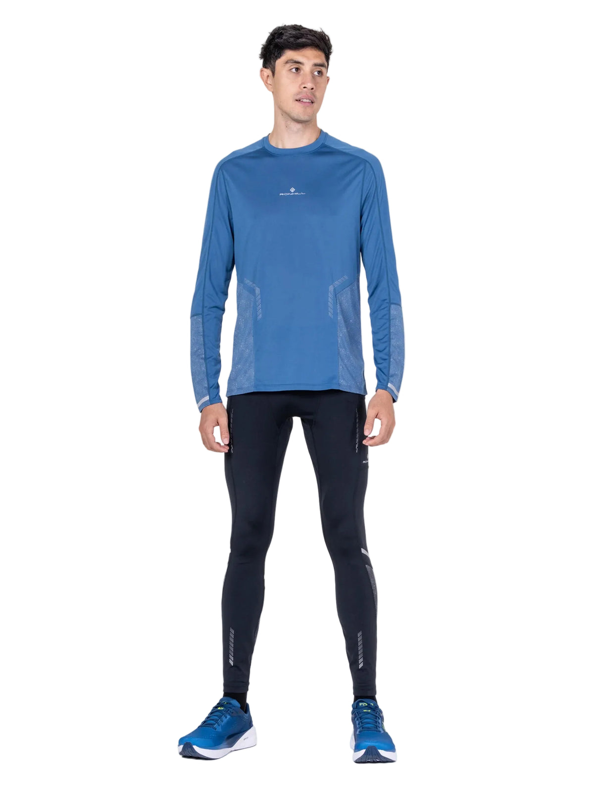 Ronhill Men's Tech Reflect Tight in Black/Reflect - worn, front