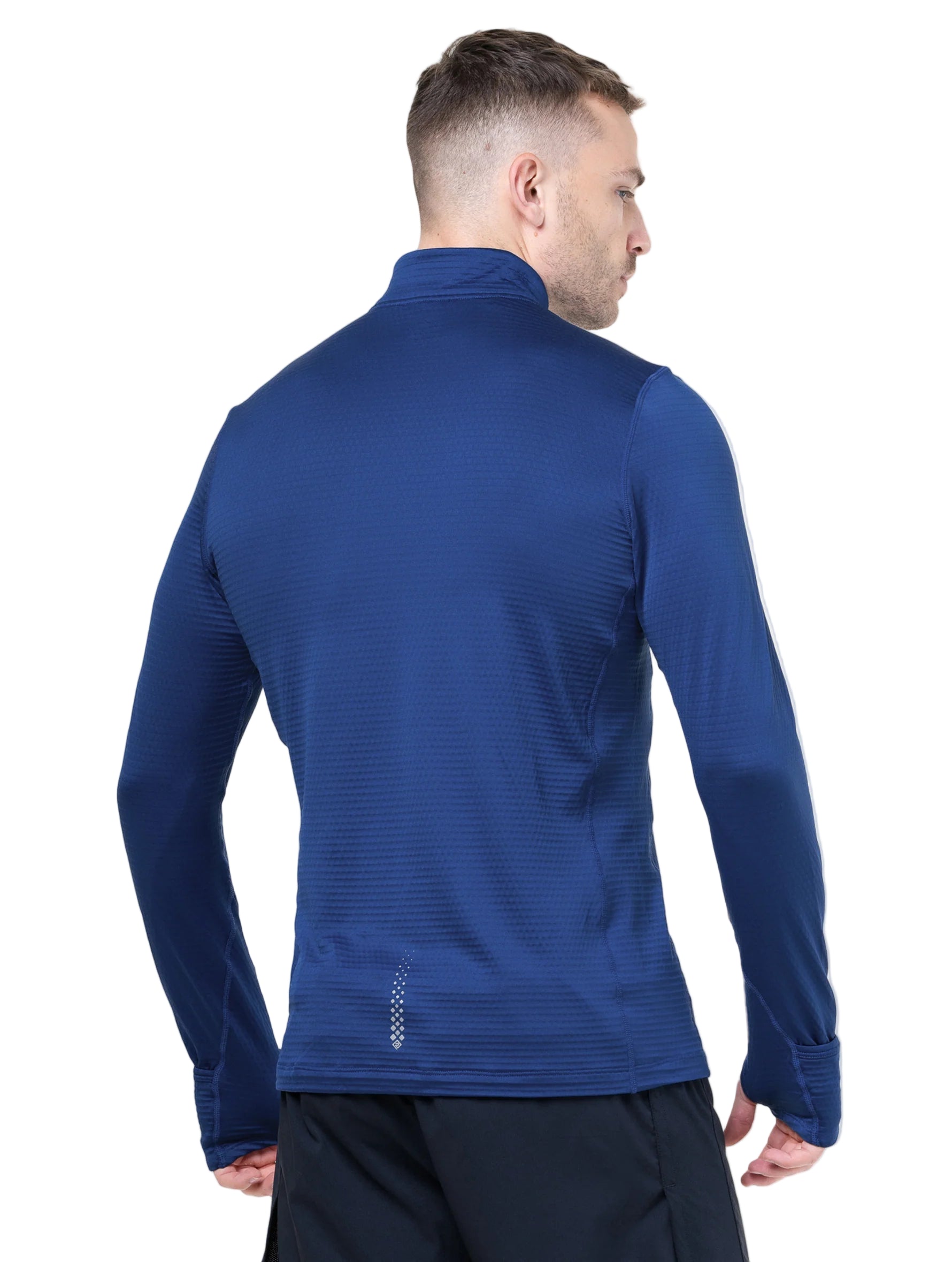Ronhill Men's Tech Winter 1/2 Zip in Ocean/Electric Blue - back, fit