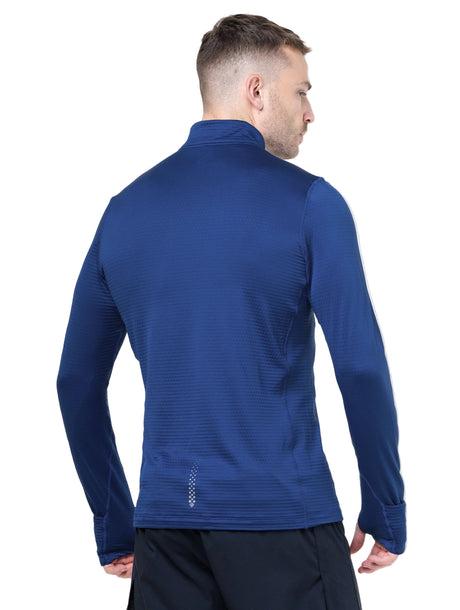 Ronhill Men's Tech Winter 1/2 Zip in Ocean/Electric Blue - back, fit