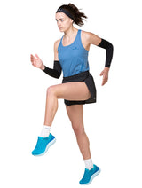 Ronhill Race Arm Sleeves in All Black - worn, female