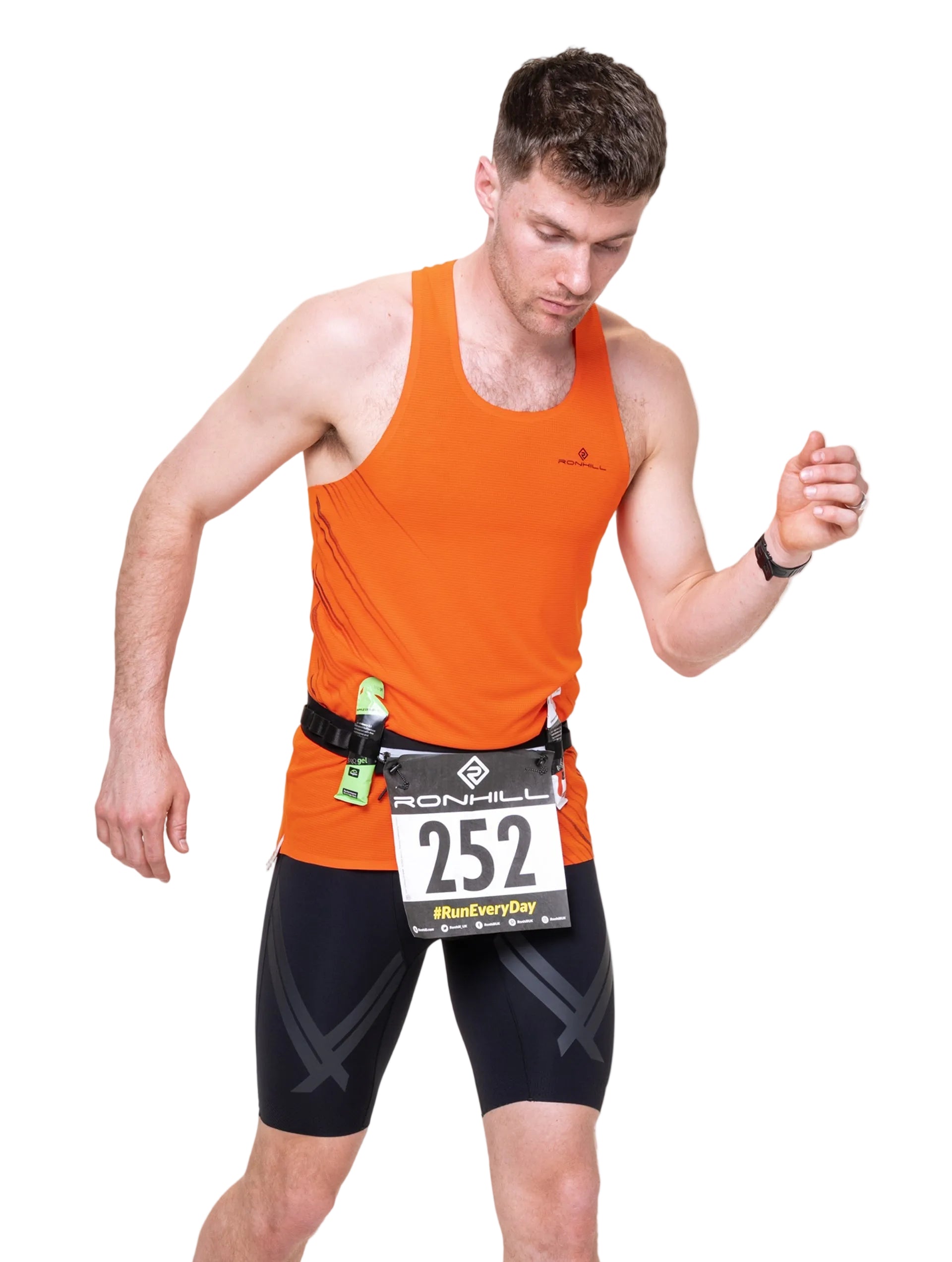 Ronhill Race Waist Belt in All Black - detail, 1