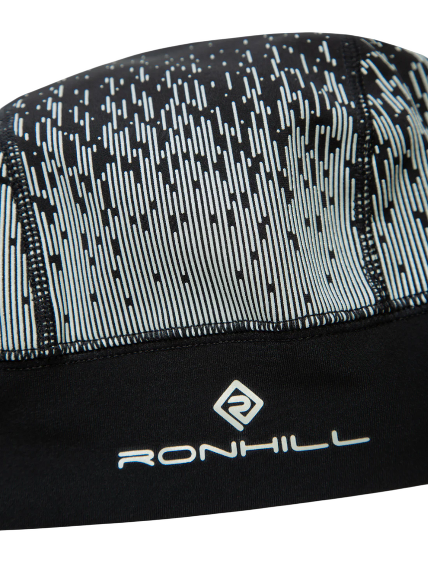 Ronhill Reflect Beanie in Black/Reflect - brand logo detail