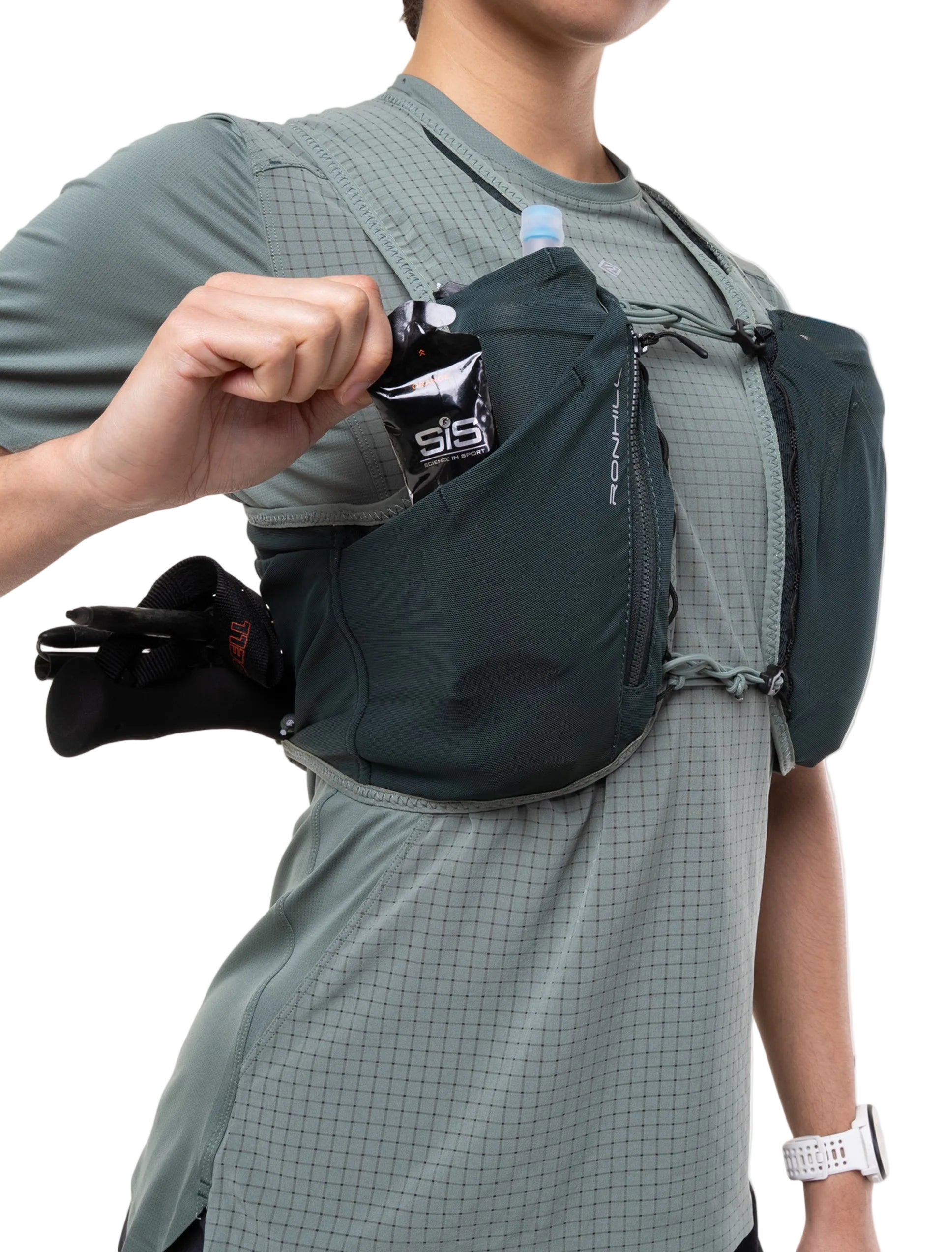 Ronhill Solus 5L Running Vest in Laurel/Dark Laurel - detail, 1