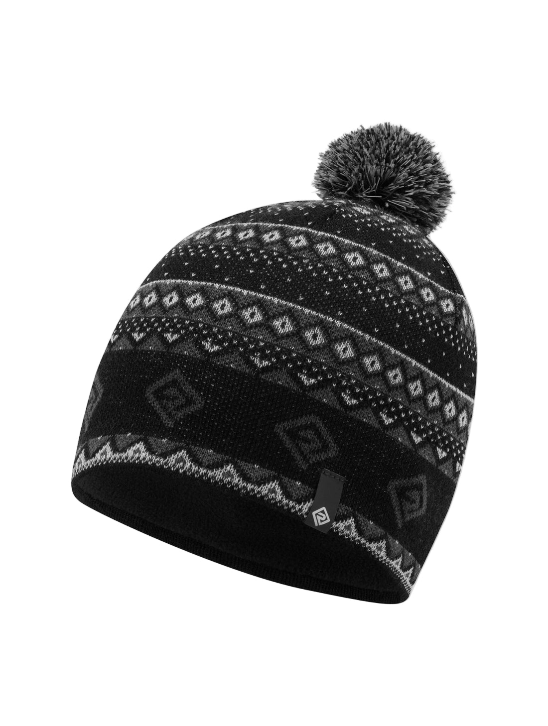 Ronhill Winter Bobble Hat in Black/Oxide/White - front